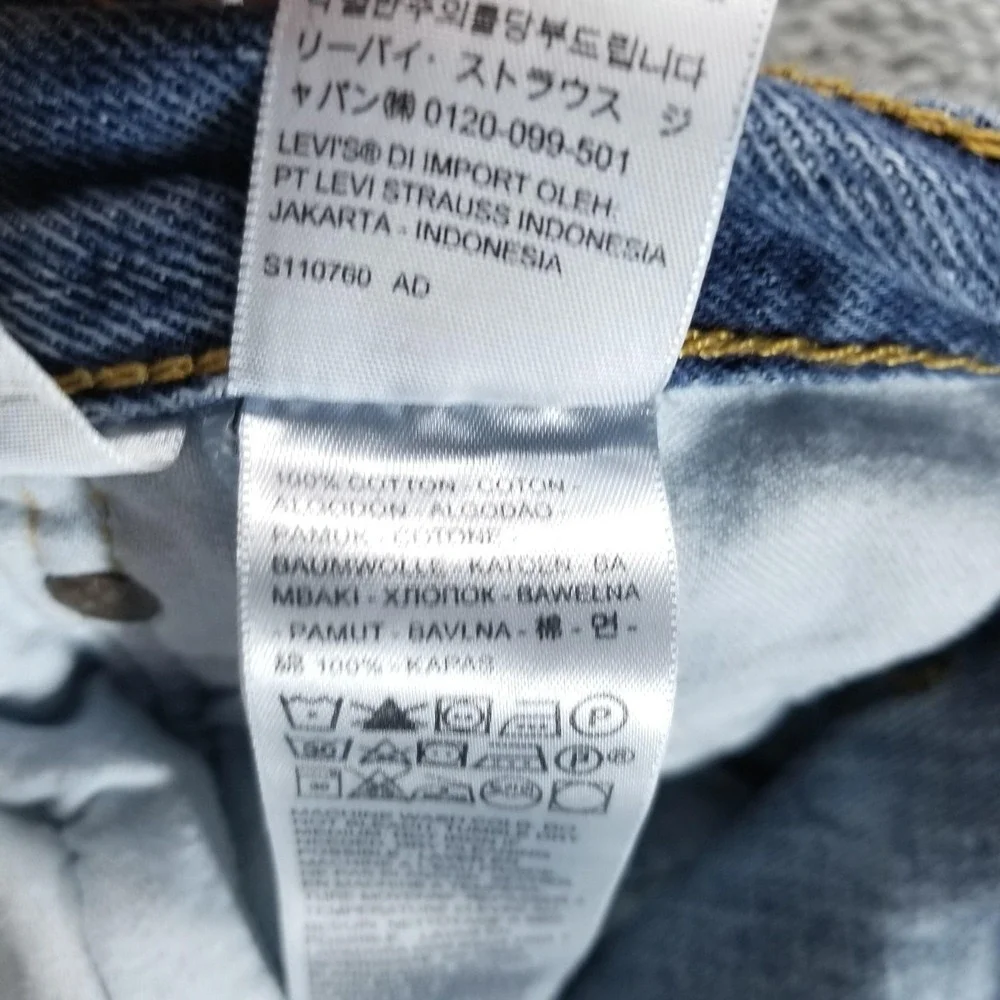 Levis 501 Jeans Mens 36x30 Blue Straight Button Fly Medium Wash Faded‎